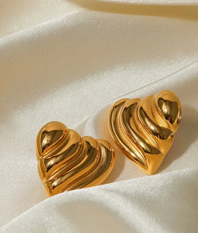 Golden Romantics Heart Earrings - Image 2