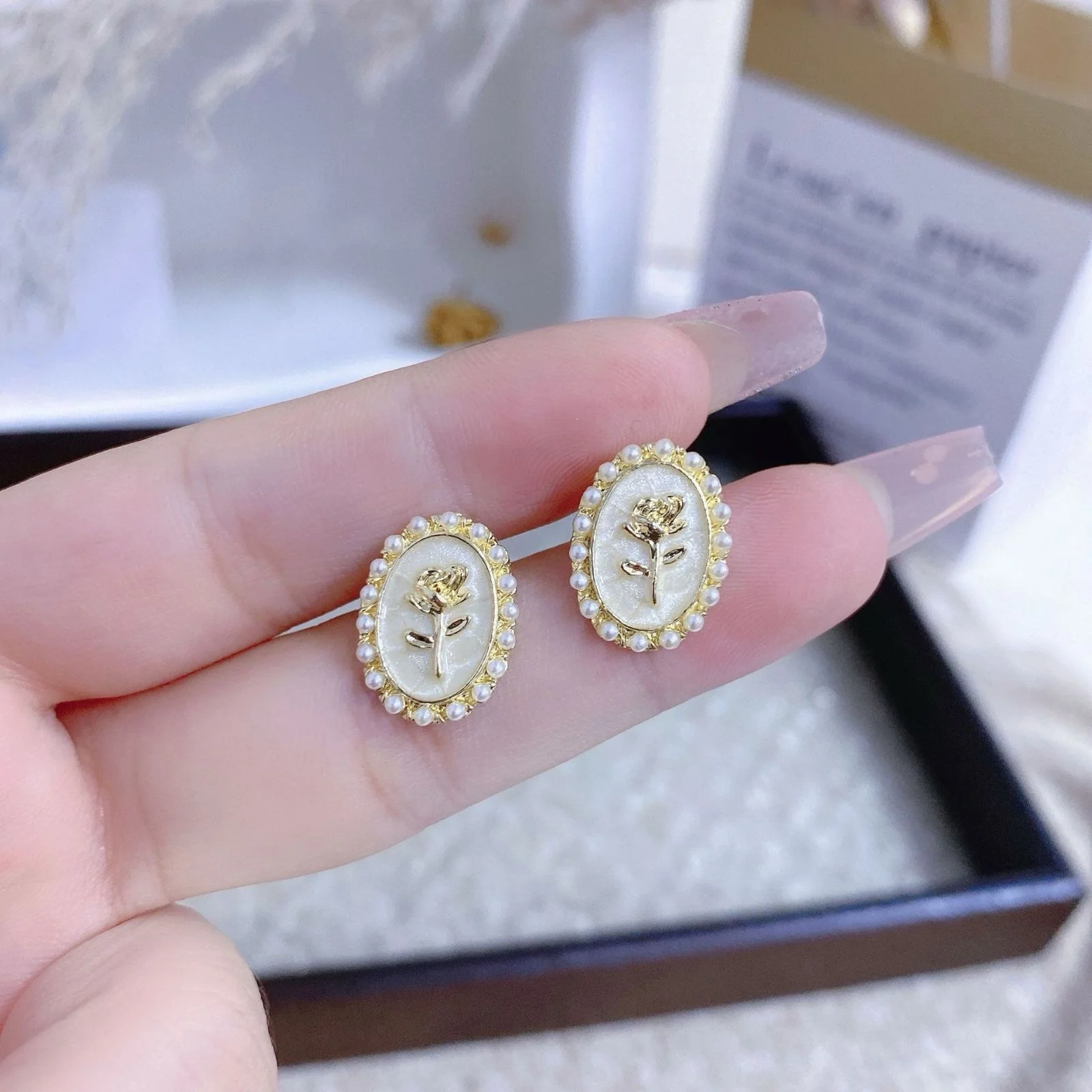 Golden Rosette Earrings - Image 6
