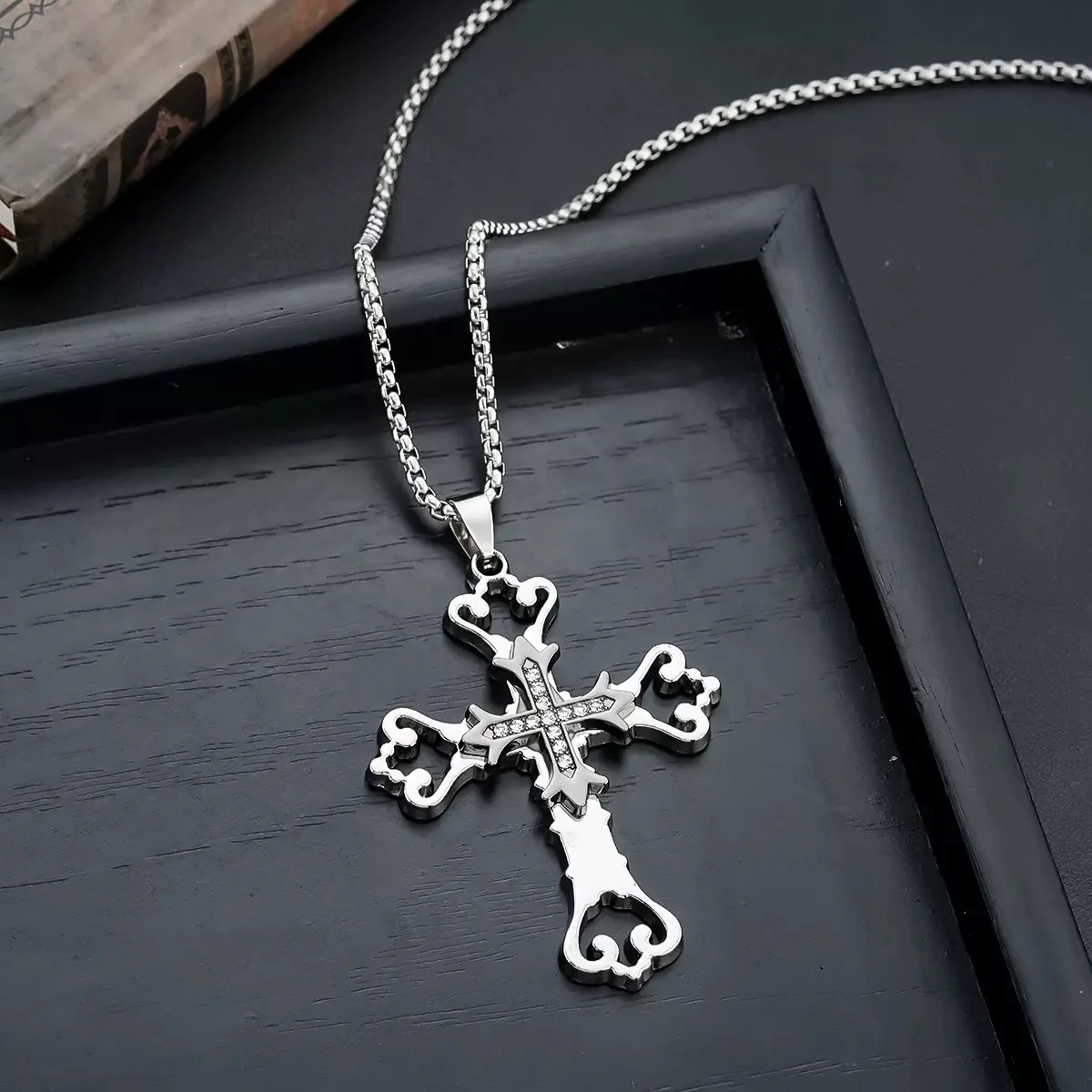 Gothic-Core Cross Necklace - Image 2