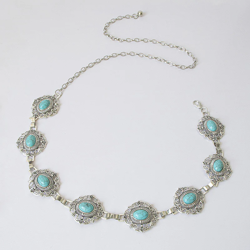 Grecian-Goddess Turquoise Waist Chain - Image 3