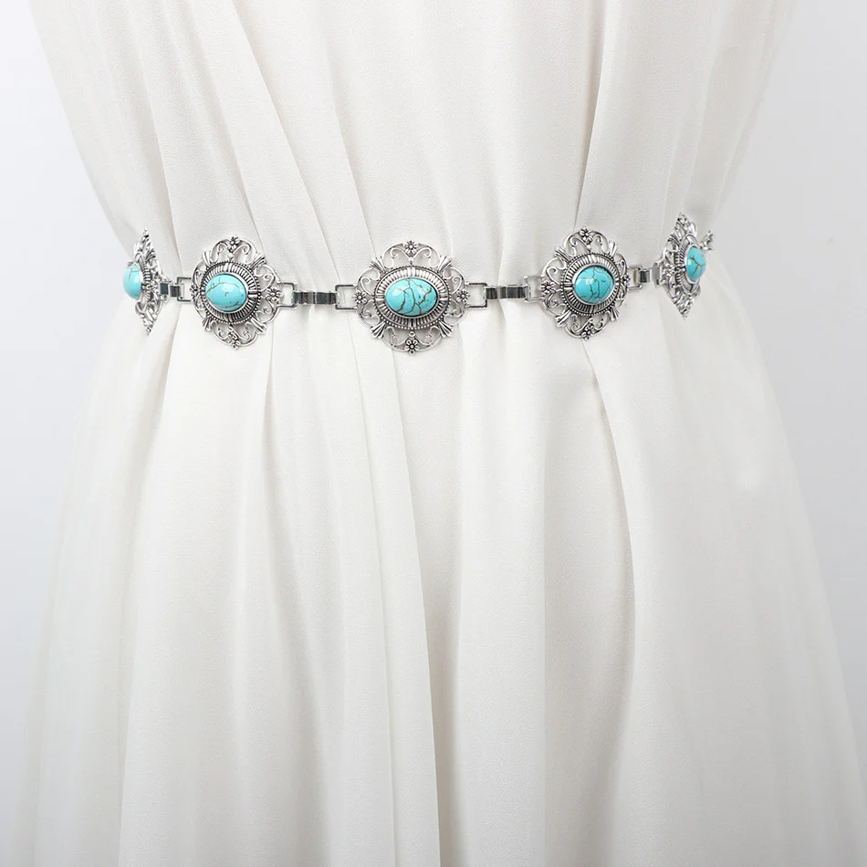 Grecian-Goddess Turquoise Waist Chain - Image 5