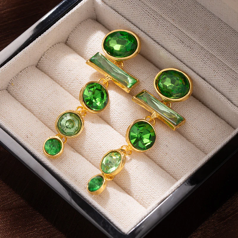 Green Gala Dangling Earrings - Image 2