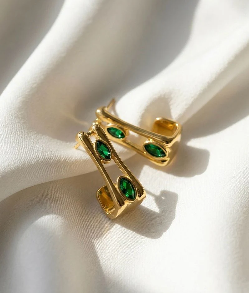 Green Girl Hoop Earrings - Image 2