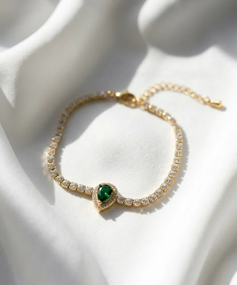 Green Goddess Rhinestone Bracelet