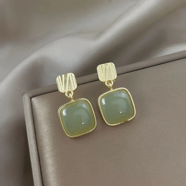 Green Opal Statement Earrings - Image 2