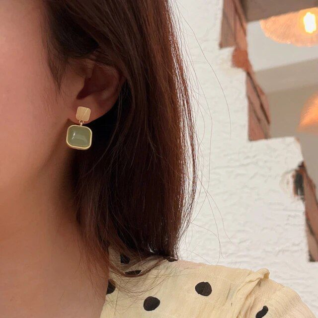 Green Opal Statement Earrings - Image 3