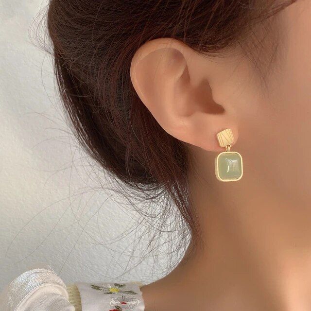 Green Opal Statement Earrings - Image 4