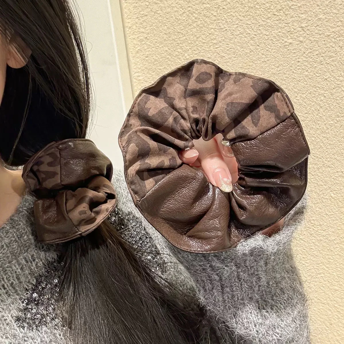 Half & Half Cheetah Scrunchie