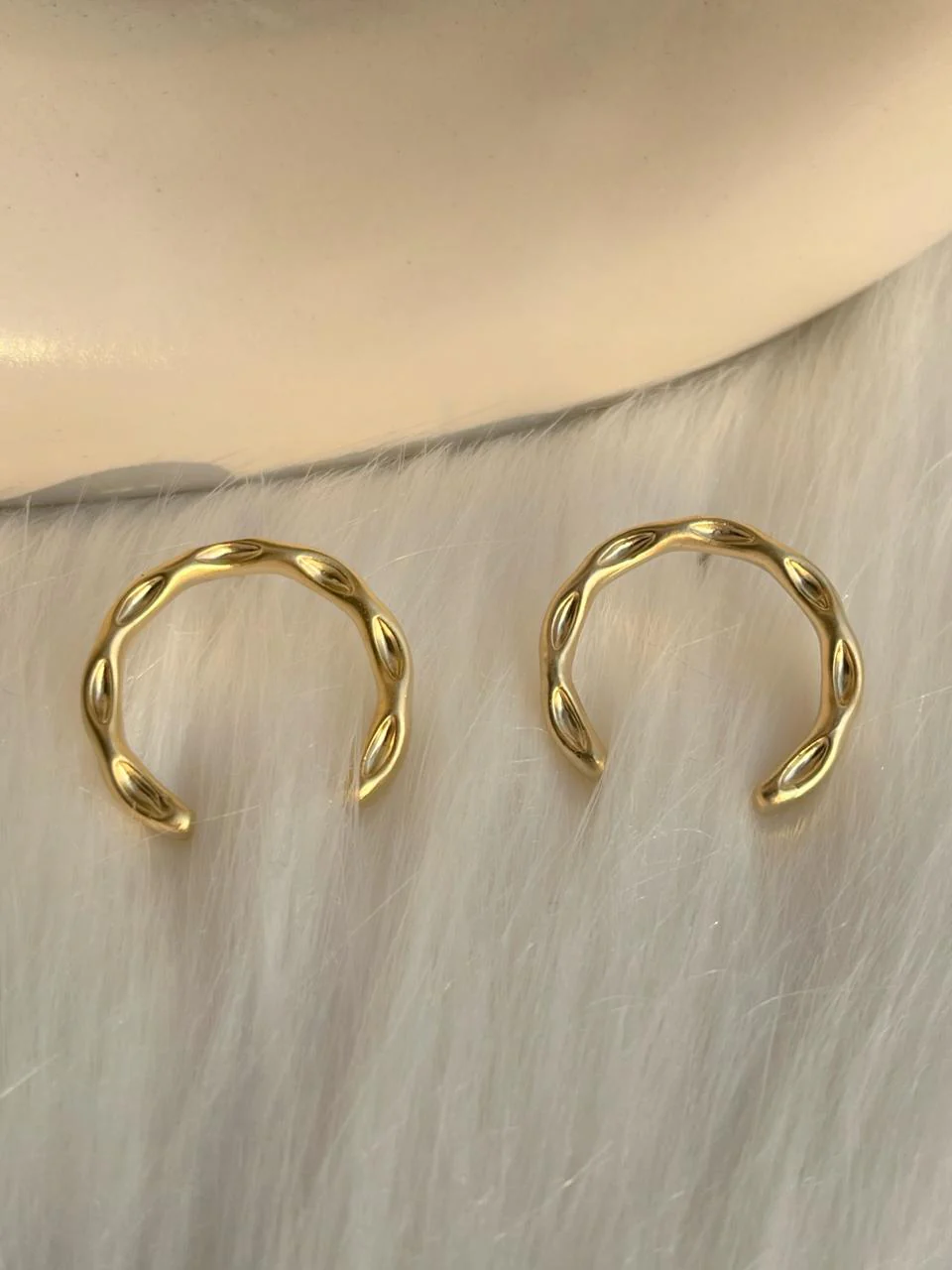 Half Moon Hammered Statement Earrings