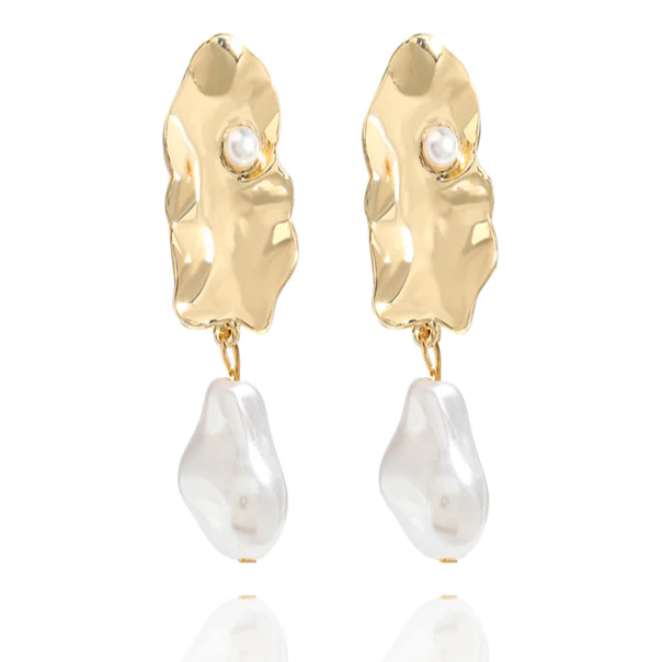 Hammered Pearly Statement Earrings - Image 7