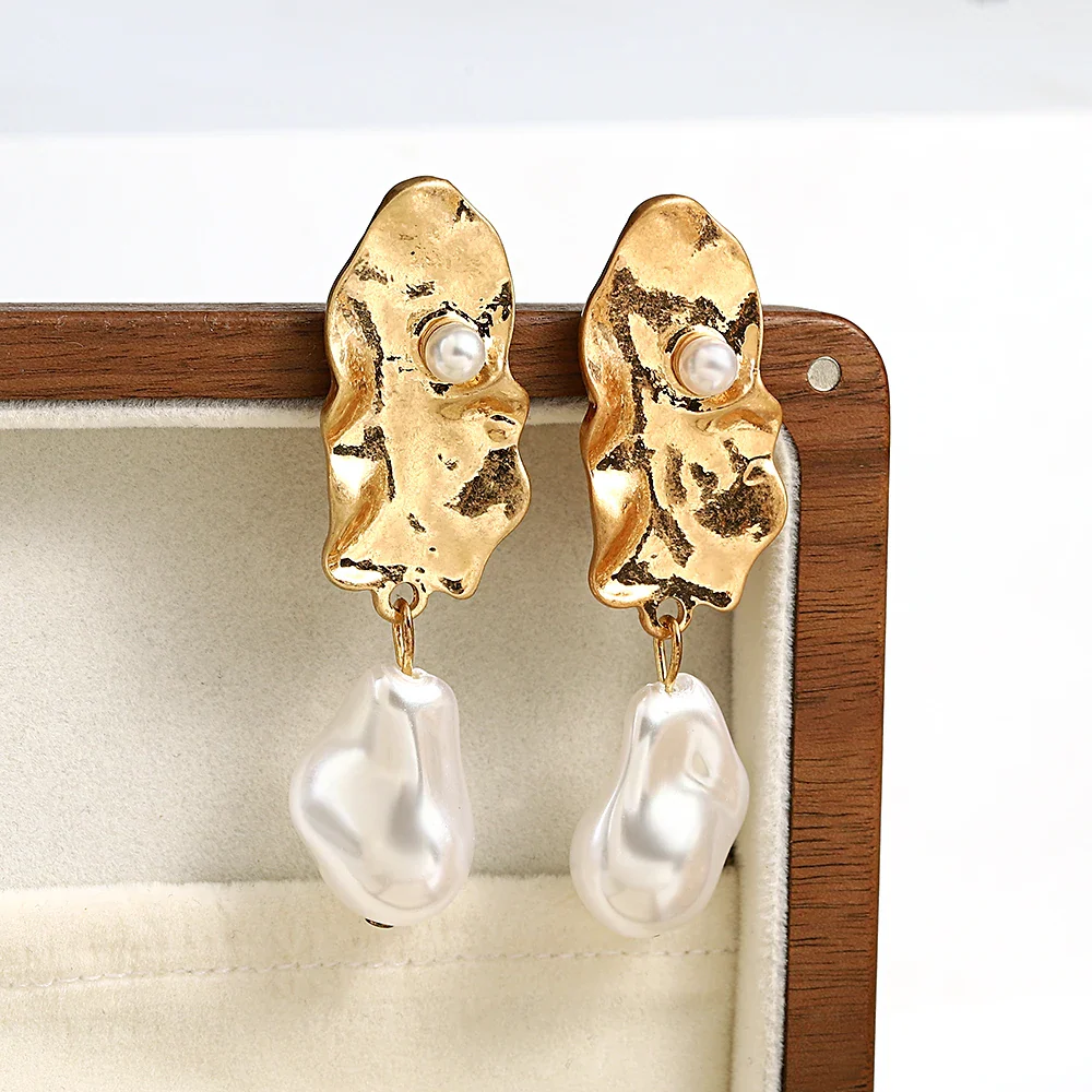 Hammered Pearly Statement Earrings - Image 8