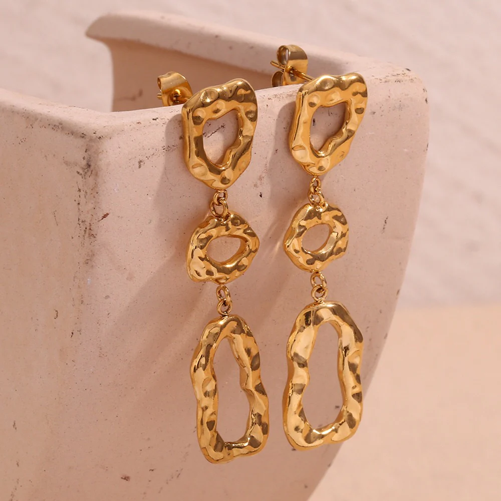 Hammered-Relic Gold Earrings - Image 2