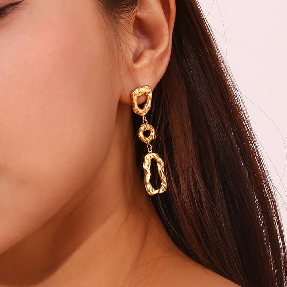 Hammered-Relic Gold Earrings - Image 4