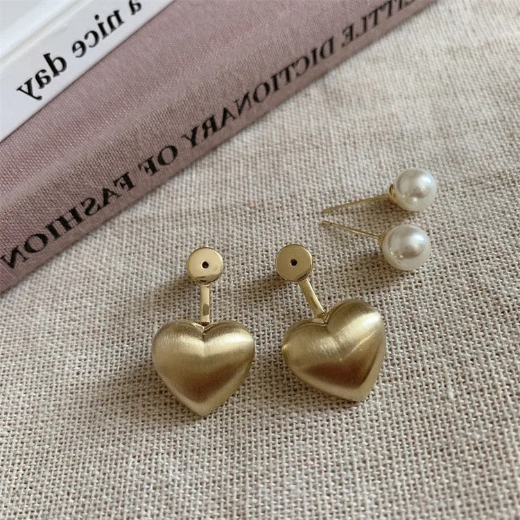 Heart Earjacket Earrings- golden - Image 2