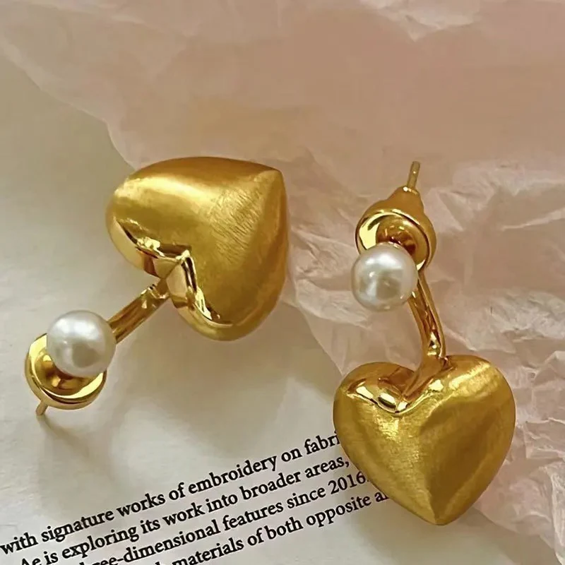 Heart Earjacket Earrings- golden - Image 3