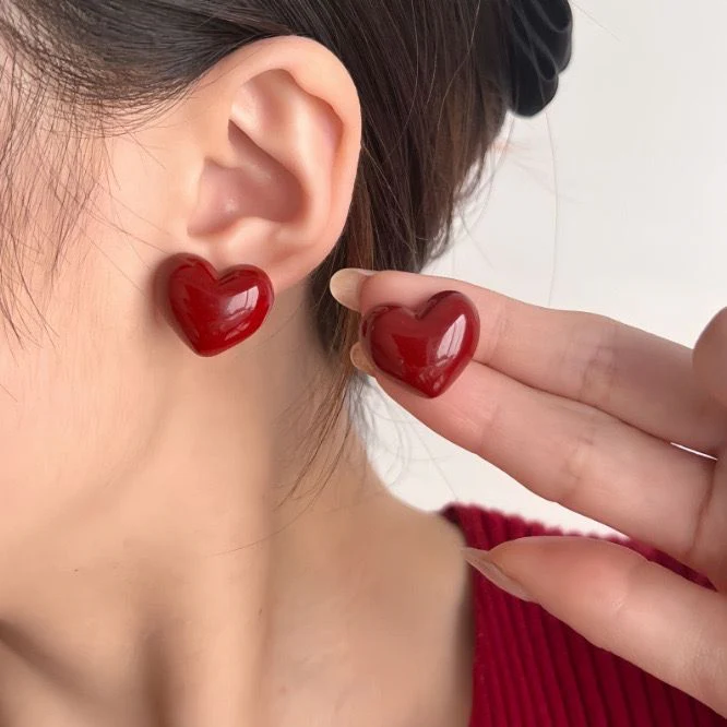 Heart Earrings- red - Image 2