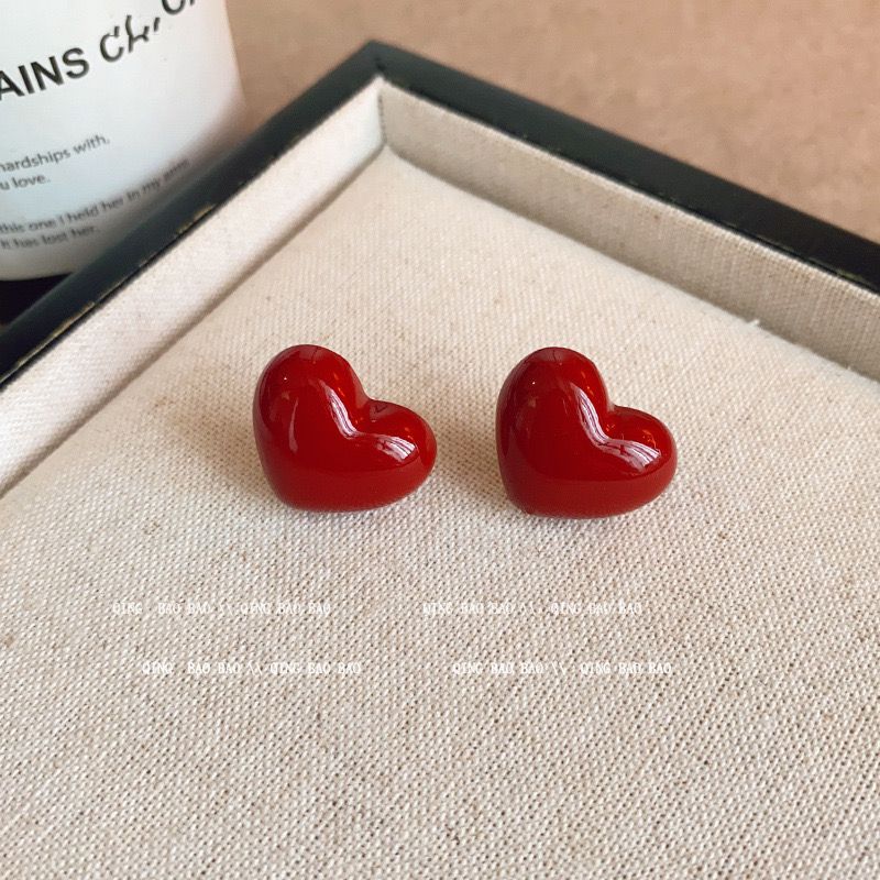 Heart Earrings- red - Image 4