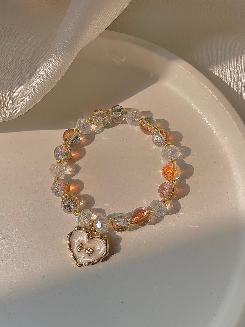 Heart of Bow Bracelet- sunset hues