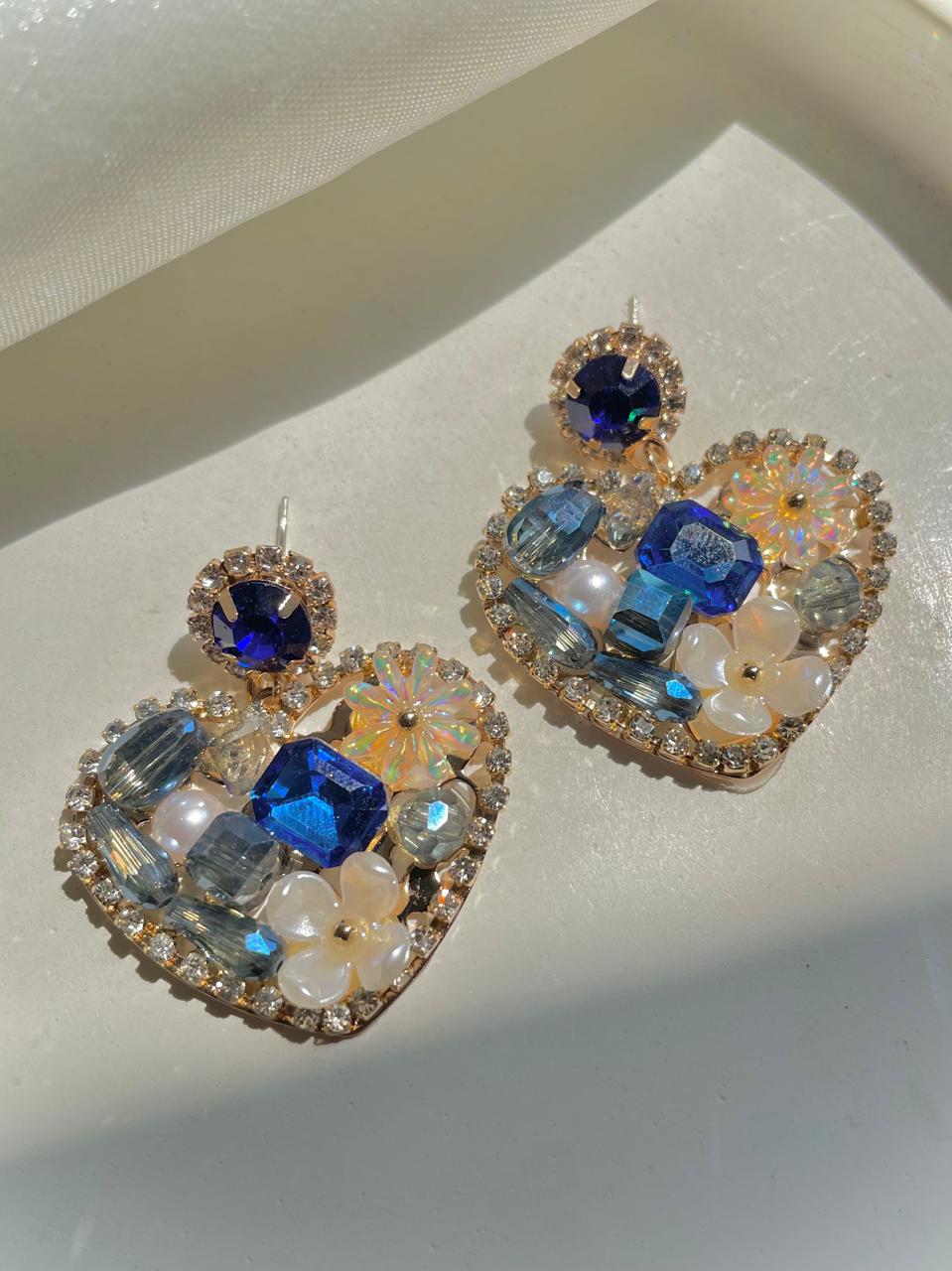 Heart of Gems Earrings- blue