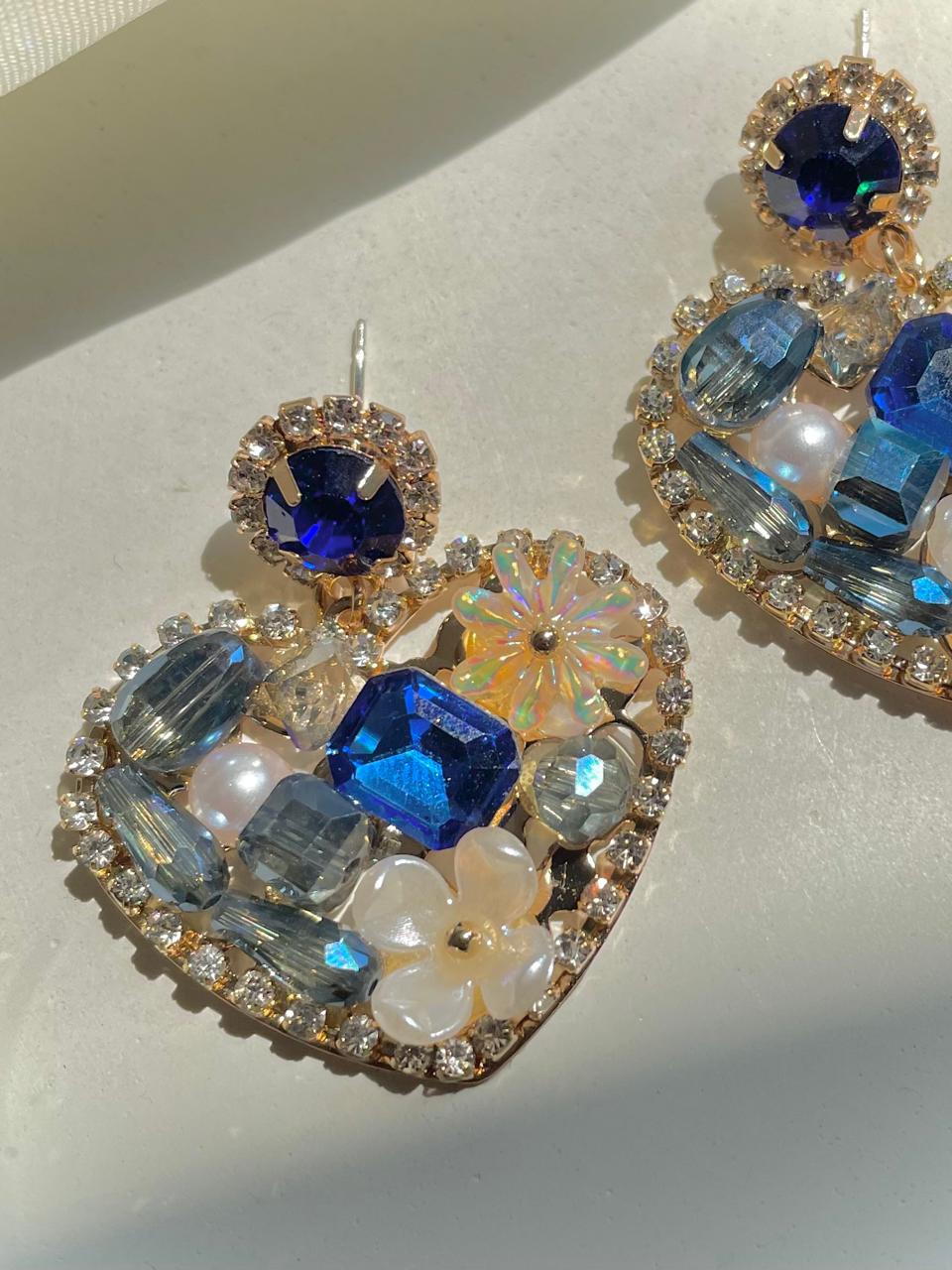 Heart of Gems Earrings- blue - Image 2
