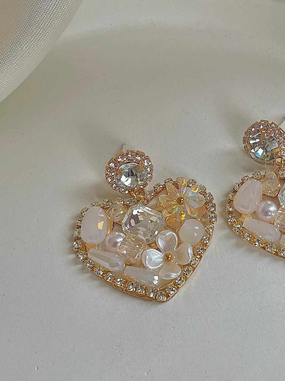 Heart of Gems Earrings- white - Image 2