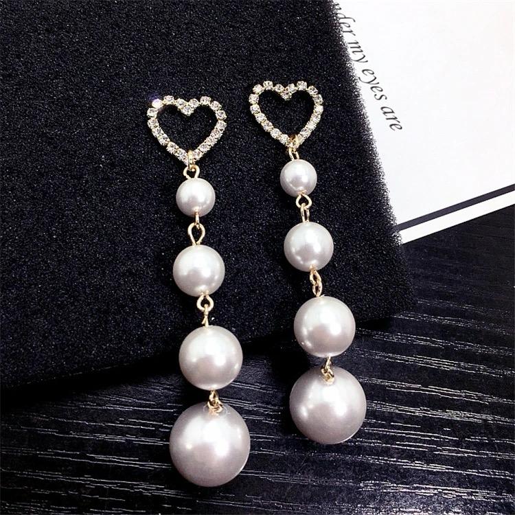 Heart Pearl Drop Earrings - Image 2