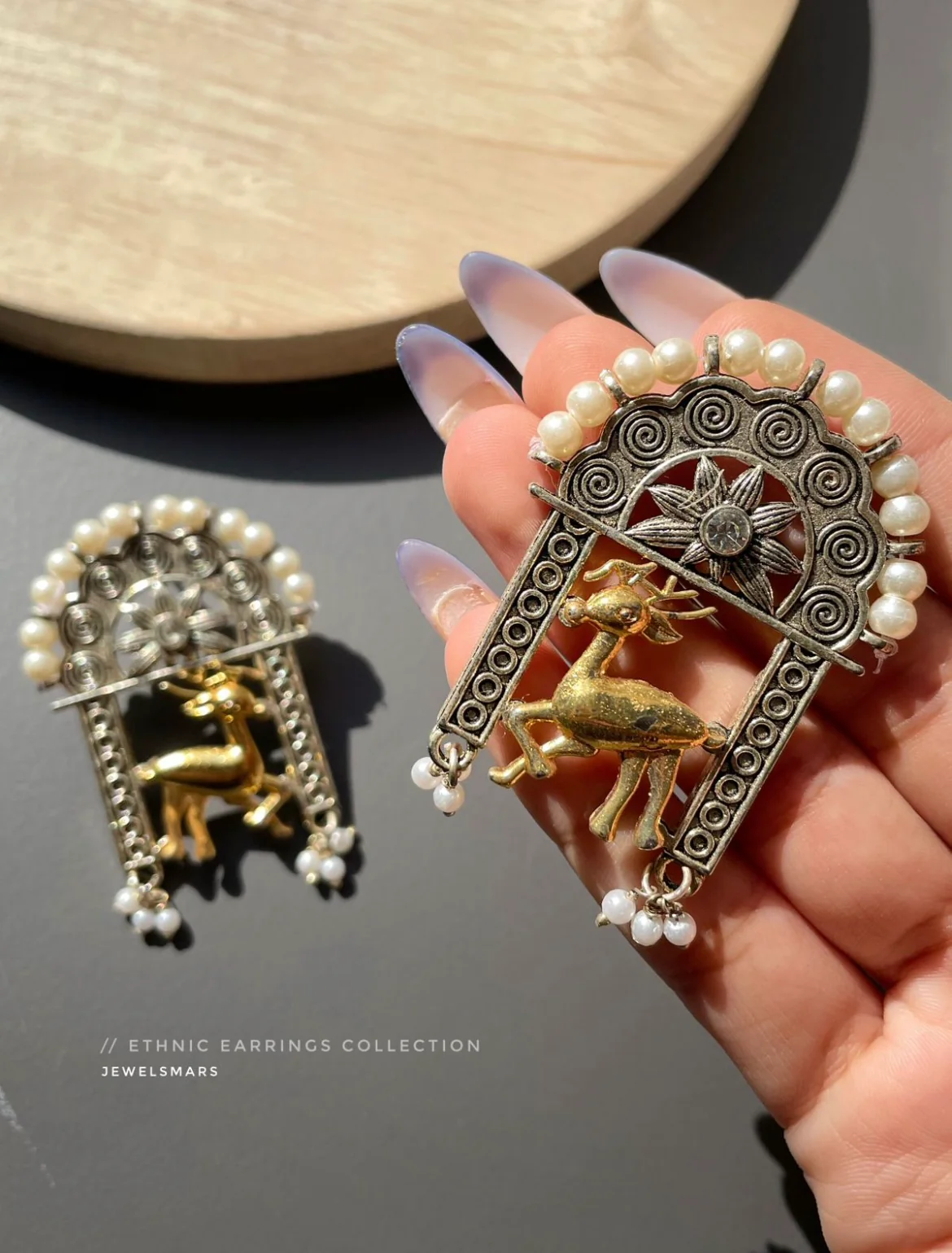 Hiran Earrings- dual tone earrings - Image 2