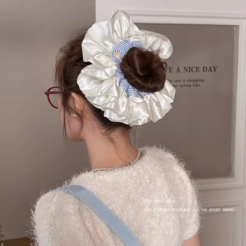 Ice Striped Satin Scrunchie