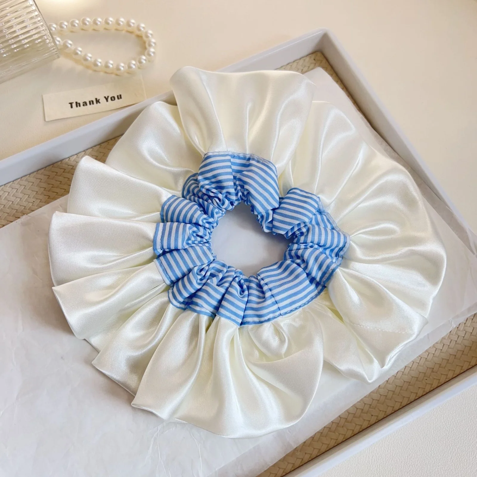 Ice Striped Satin Scrunchie - Image 3