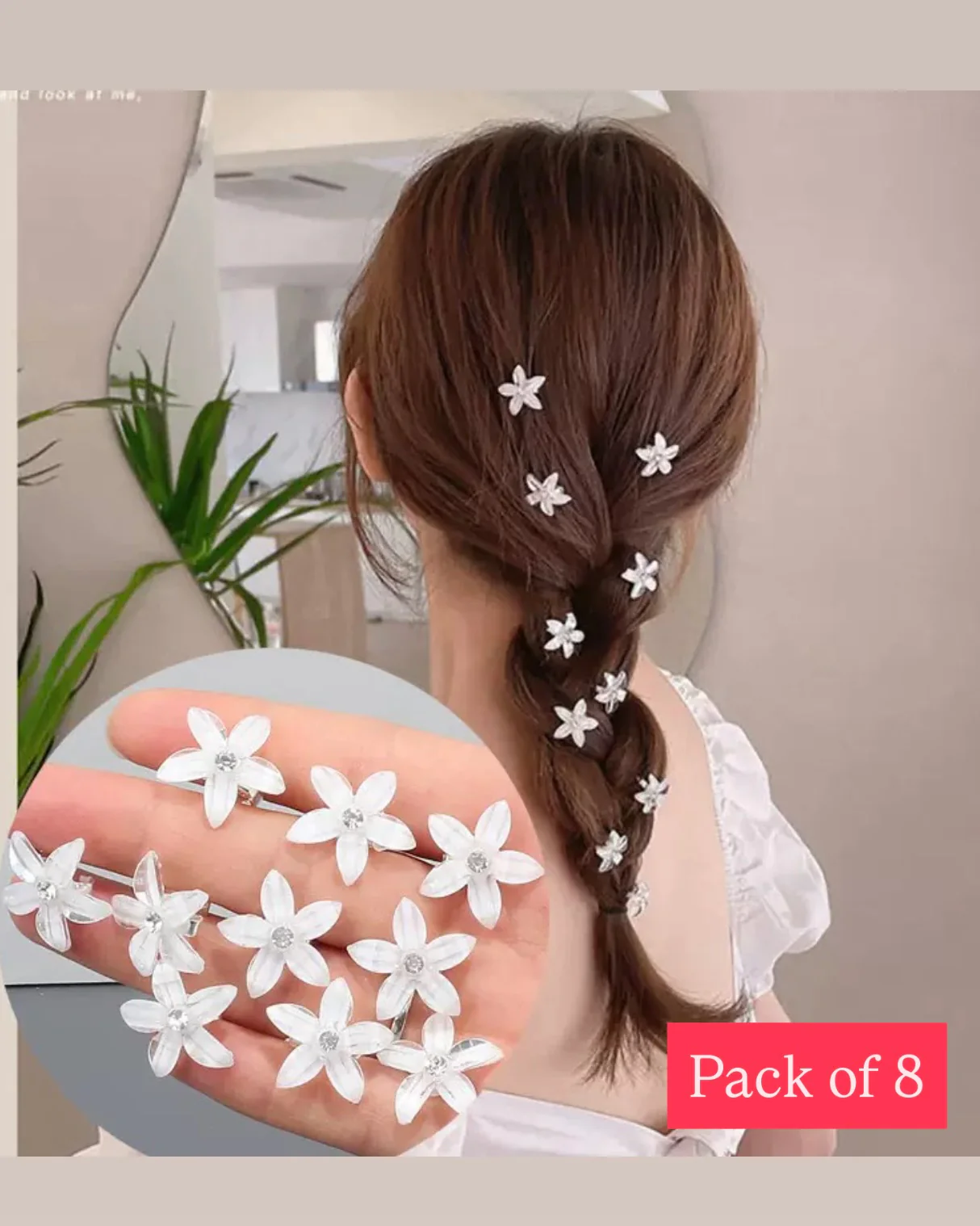 Daisy Blossom Hair Pins (pack of 8)