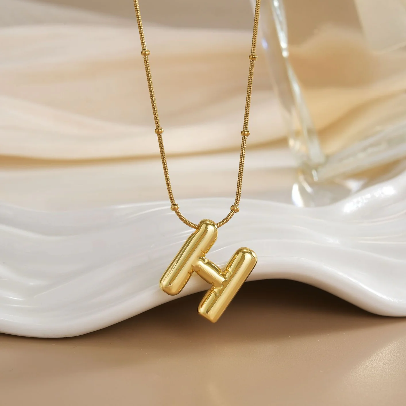 Initial Letter Gold Necklace - Image 3