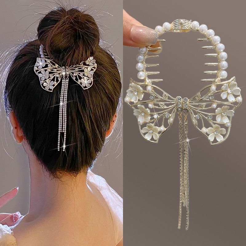 Issabella Bow Floral Hair Bun - Image 4