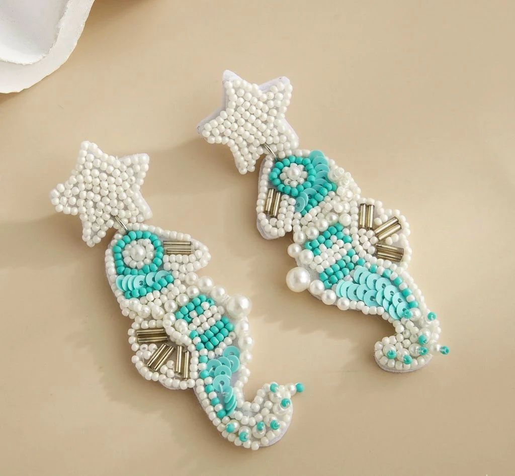Ivory Coastline Seahorse Earrings