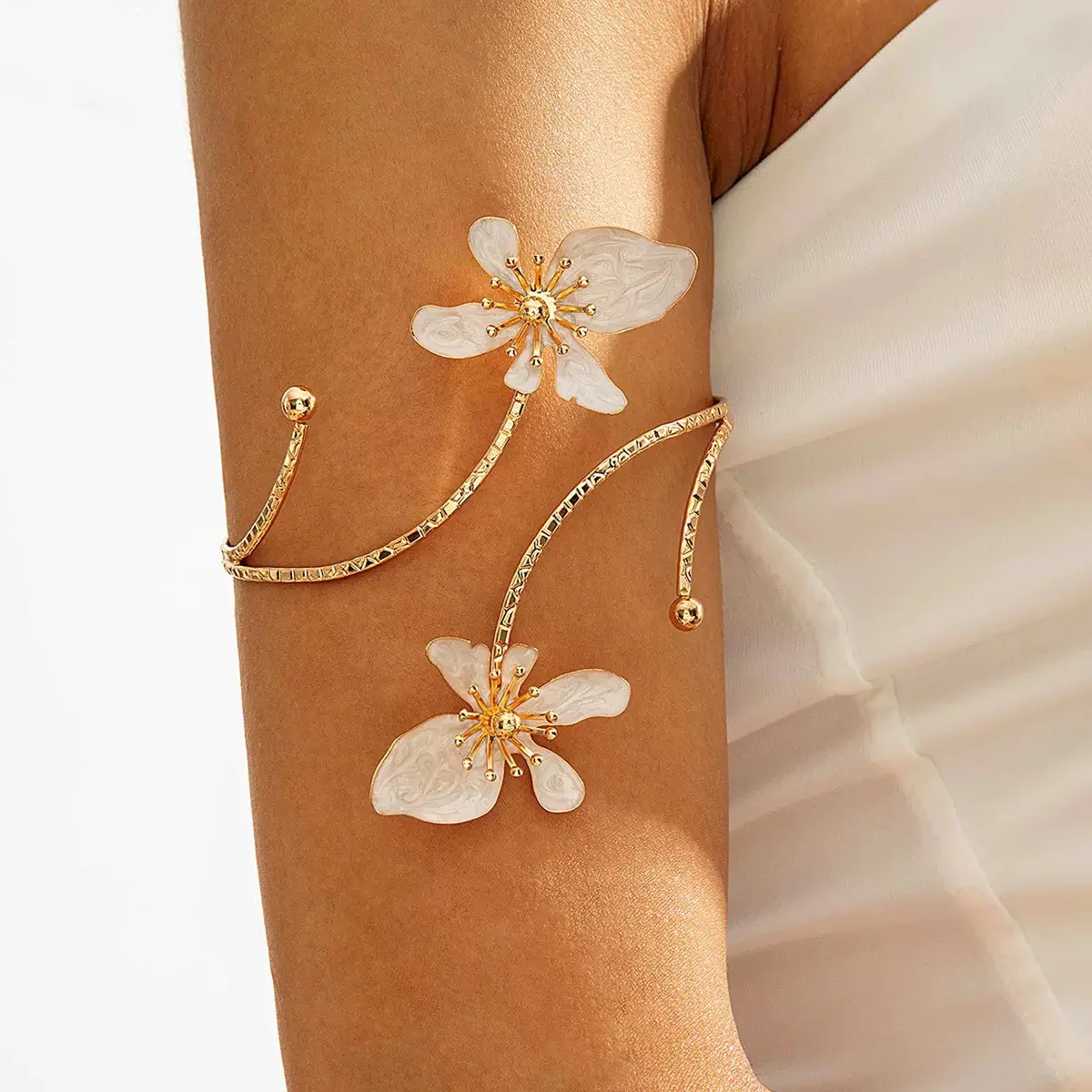 Ivory Hydrangea Arm Cuff - Image 3