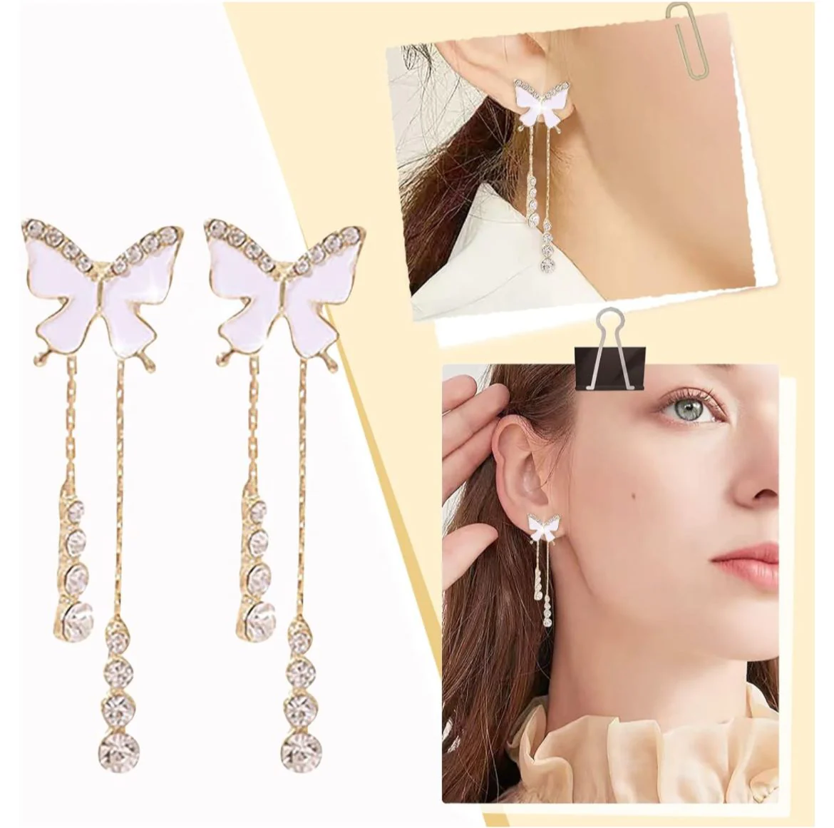 Korean Butterfly Earrings can be worn in multiple ways - Image 2