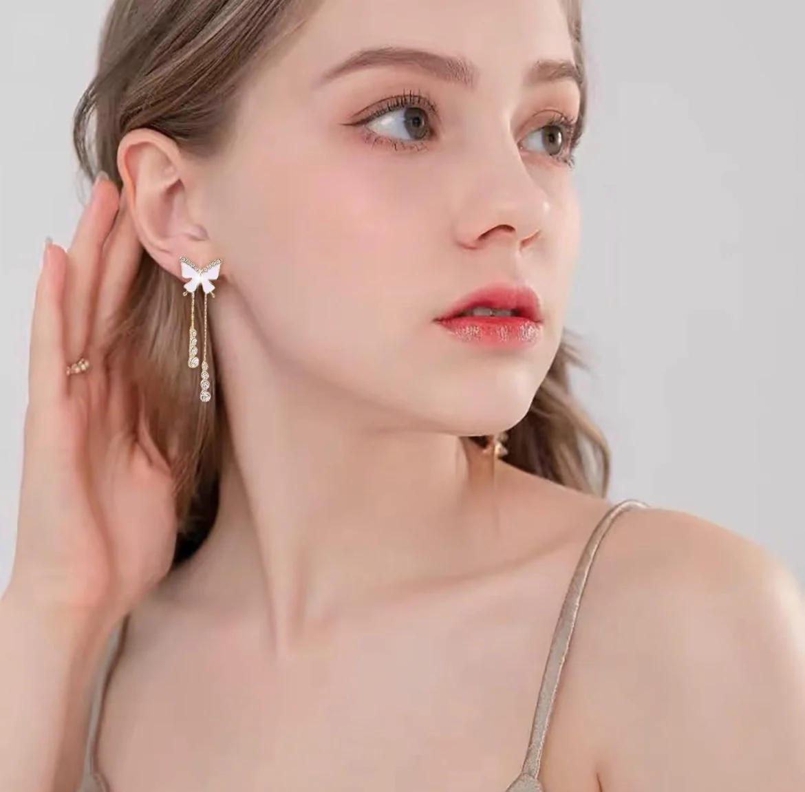 Korean Butterfly Earrings can be worn in multiple ways - Image 5