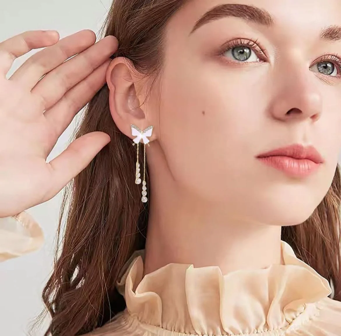 Korean Butterfly Earrings can be worn in multiple ways - Image 6