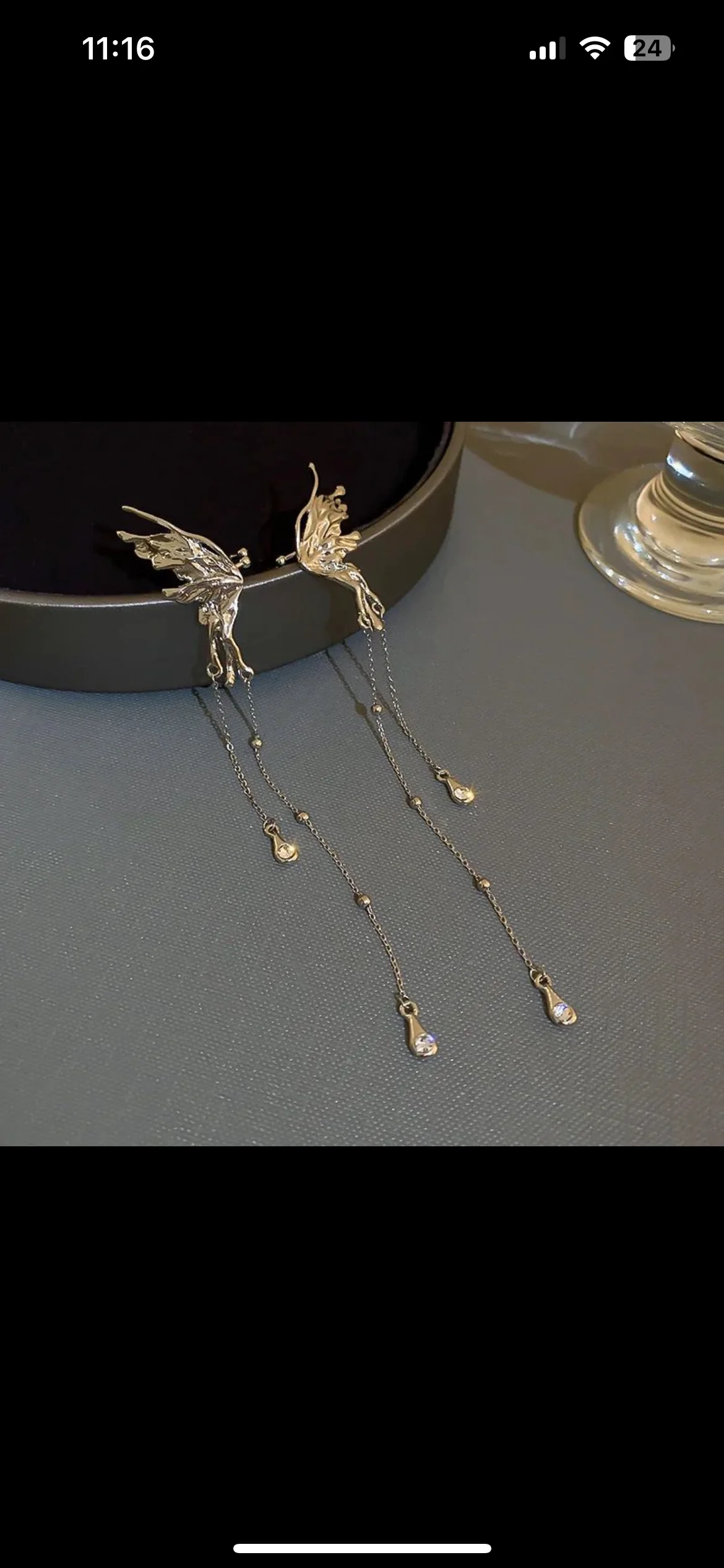 Korean Butterfly tassel drop Earcuffs Earrings - Image 5