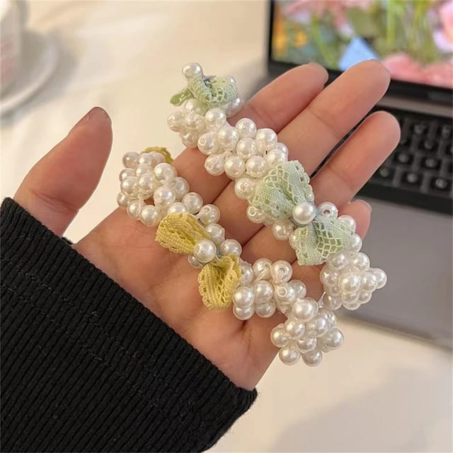 Korean Cute Pearly Bow Hairties - Image 6