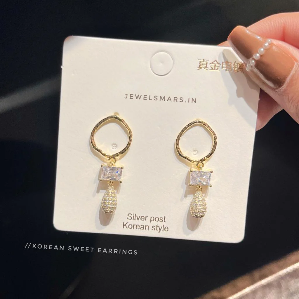 Korean Elegant Zircon Drop Earrings