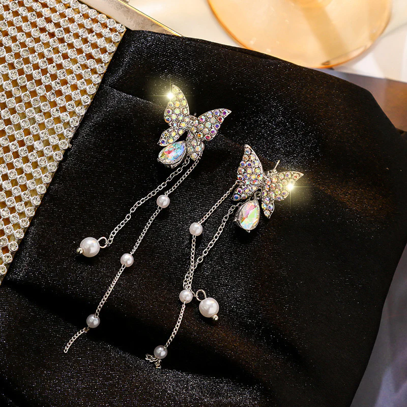 Korean Luxury Butterfly Earrings (white) - can be worn in multiple ways - Image 4