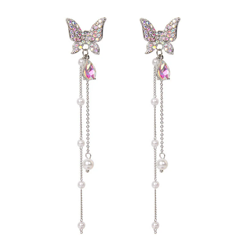 Korean Luxury Butterfly Earrings (white) - can be worn in multiple ways - Image 7