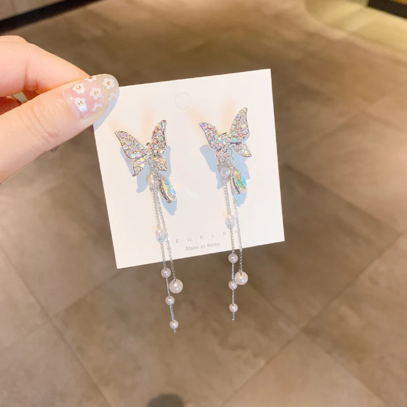 Korean Luxury Butterfly Earrings (white) - can be worn in multiple ways - Image 9