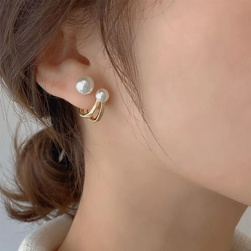 Korean Minimal Pearl detailed Earwrap Earrings - Image 3