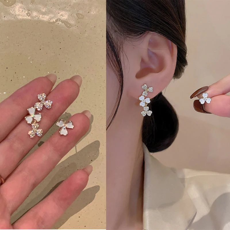 Korean Mismatch Flower Earrings - Image 4