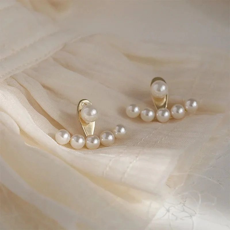 Korean Pearl Earjacket Earrings - Image 2