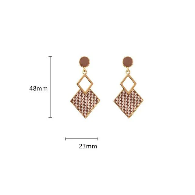 Korean Plaid Statement Earrings - Image 2
