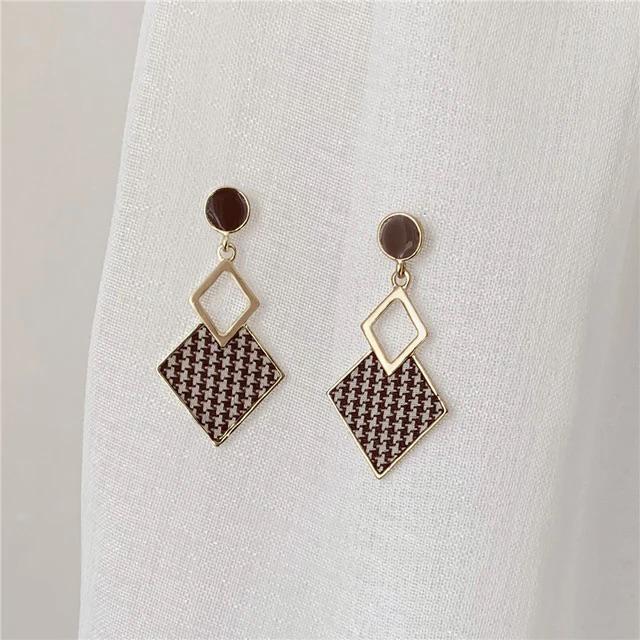 Korean Plaid Statement Earrings - Image 4