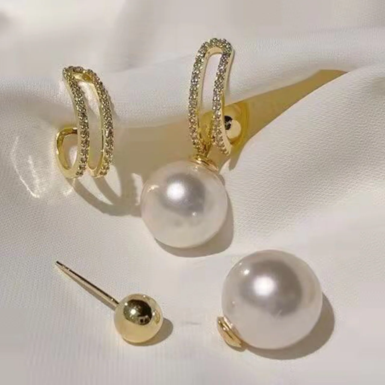 Korean Removable Pearl Drop earrings ( can be worn in multiple ways) - Image 3