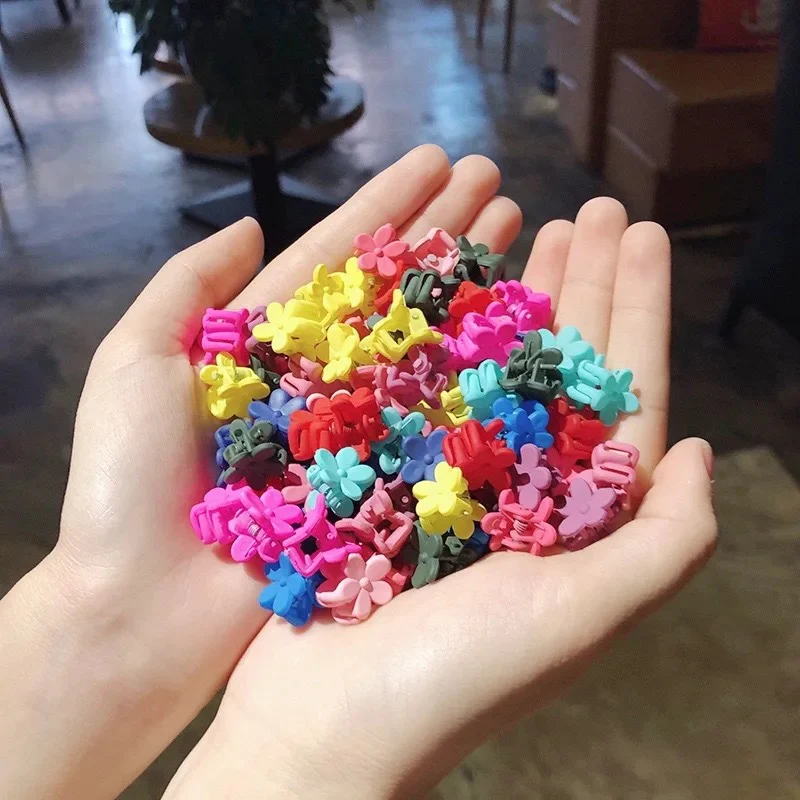 Korean Tiny Cute Floral Hair Clips- random colours - Image 4